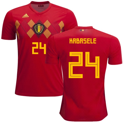 Belgium #24 Kabasele Red Soccer Country Jersey
